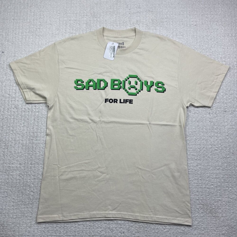 NWT SAD BOYZ For Life Cream 8-bit Green T-Shirt Size L (Sadboyz by Junior H)